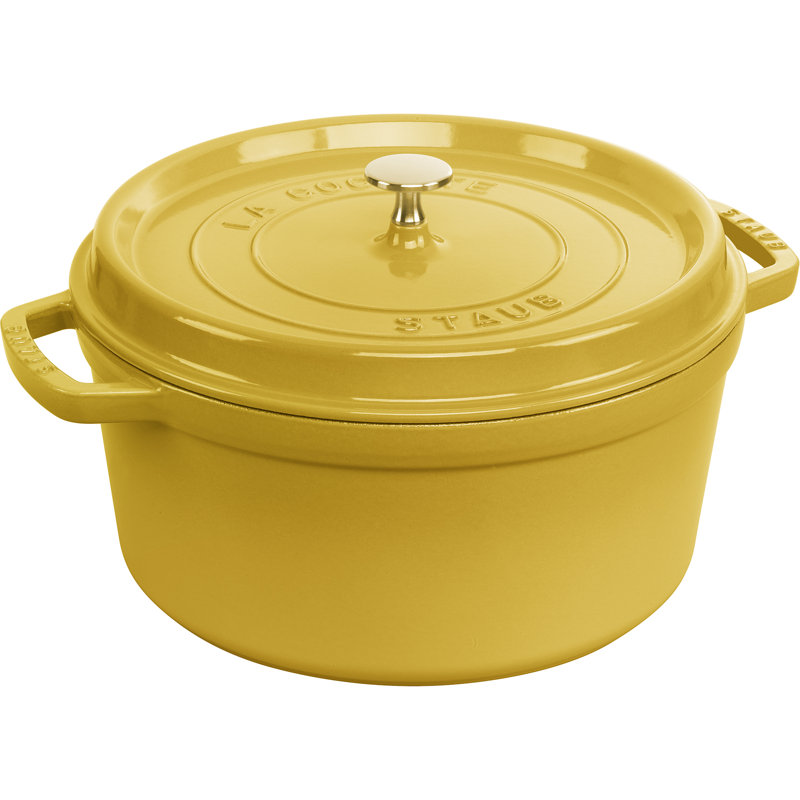 La Cocotte Cast Iron Round Cocotte, 7 quarts, Citron
