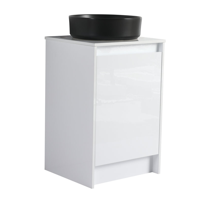Armoire de salle de bain autoportante 20 po avec lavabo en céramique Art, portes à fermeture en douceur