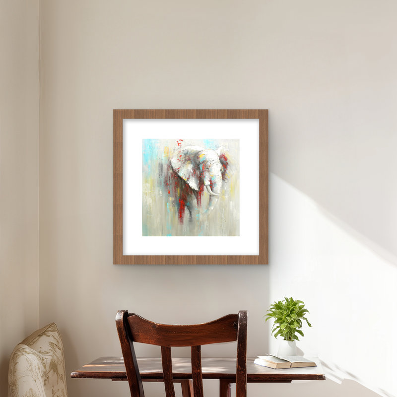 Abstract Elephant with Paint Splash | Framed Matted Print