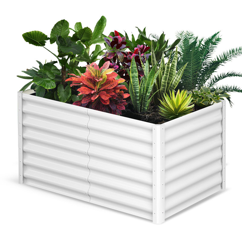 Metal Raised Garden Bed, 60cm H x 180cm W x 90cm D, Beige, 1