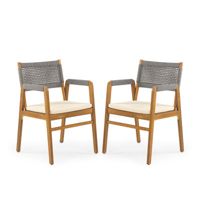 Brendalyn Rope Woven Acacia Dining Chair Set by Bay Isle Home