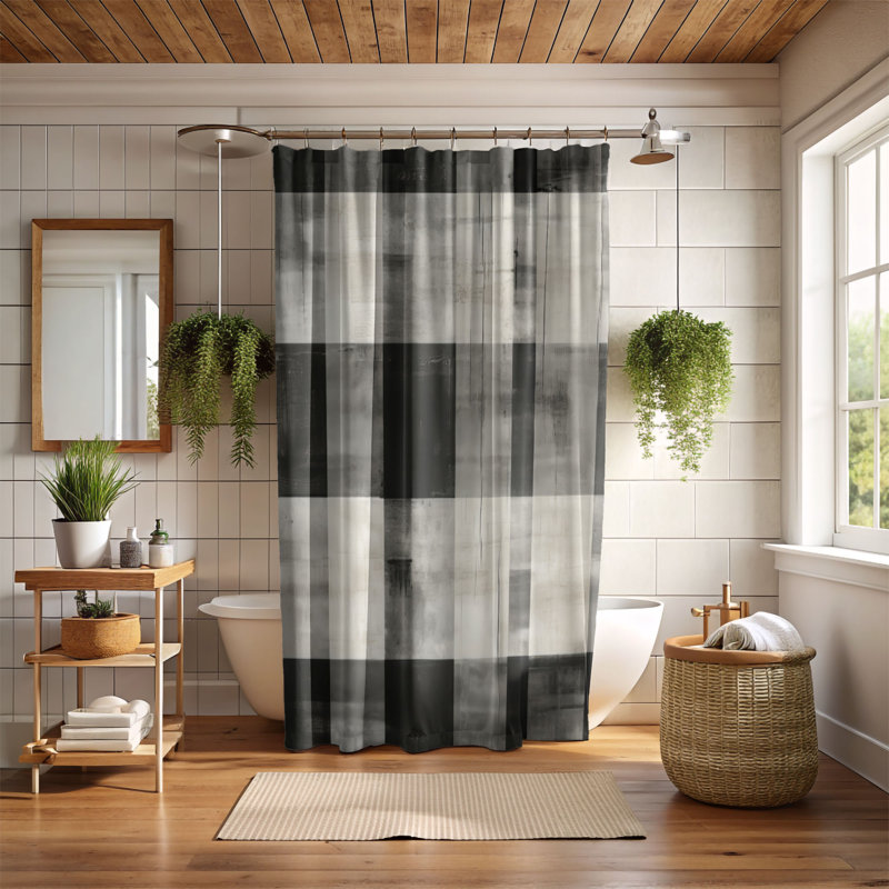 Vintage Plaid - Rideau de douche Premium, H 74 po x l 71 po
