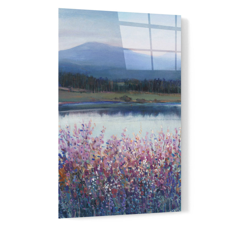 «Lakeside Mountain I» par Tim O'Toole, art mural en verre acrylique, H 24 po x l 16 po x P 0,2 po