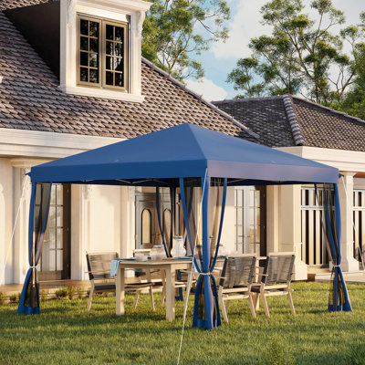 Auvent 10 'X avec filet. Abri instantané pour la chasse en plein air. Bleu, réglable en hauteur, pour une tente de 10 personnes avec pavillon de jardin bleu Peut accueillir