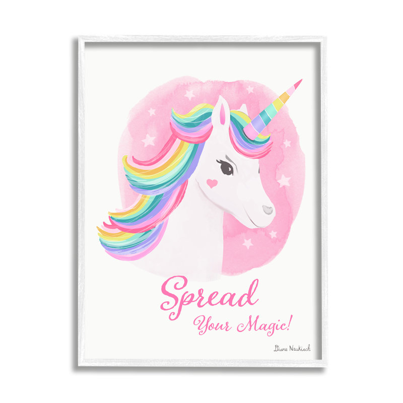 Spread Your Magic Fantasy Rainbow Unicorn Mane, estampe numérique par Diane Neukirch, H 20 po x l 16 po x P 1,5 po