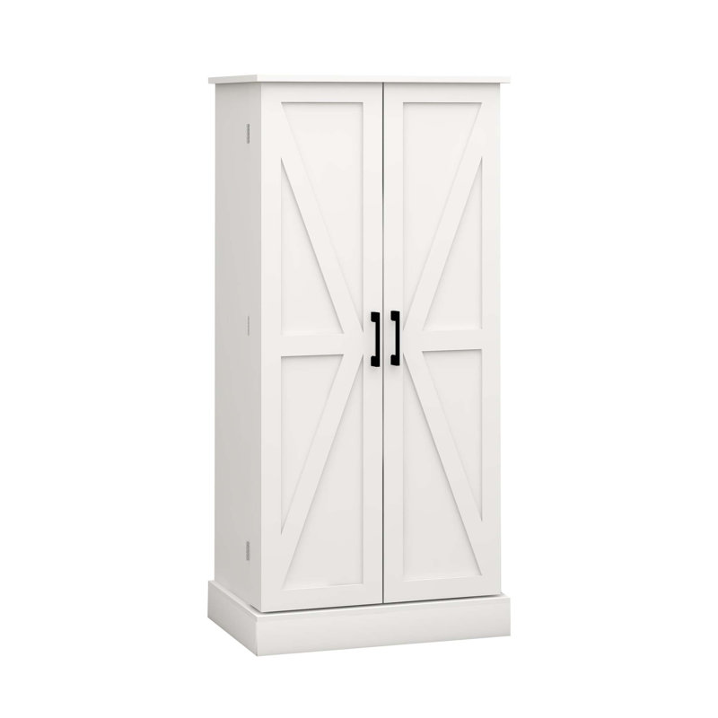 Garde-manger autoportant à DEL avec 2 portes, supports et tablettes réglables pour un rangement spacieux et une conception élégante
