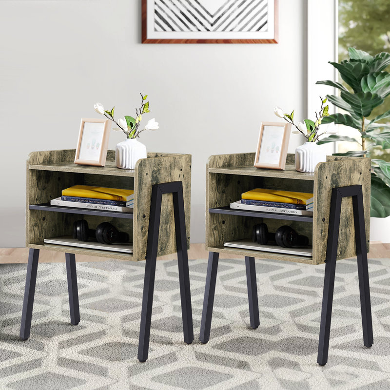 Ensemble de 2 tables de chevet empilables 23,6 po, Gray