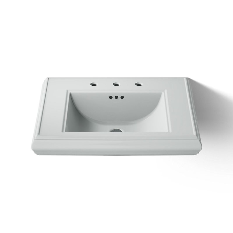 Memoirs Rectangular Pedestal Bathroom Sink with Overflow, Ice Gray, 8'' Centers