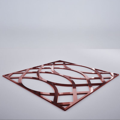 Montrose Decorative Fretwork Acrylic Wall Panels, Small, 11 3/8"W x 11 3/8"H x 1/8"T, Rose Gold Mirror