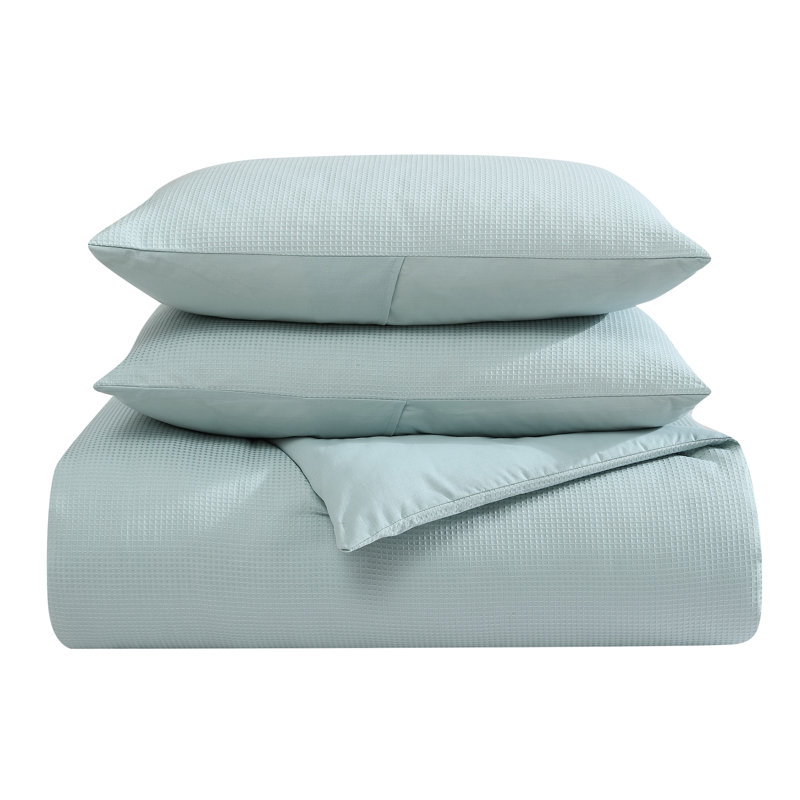 True Comfort Cotton Blend Waffle Comforter, Full / Double, Aqua