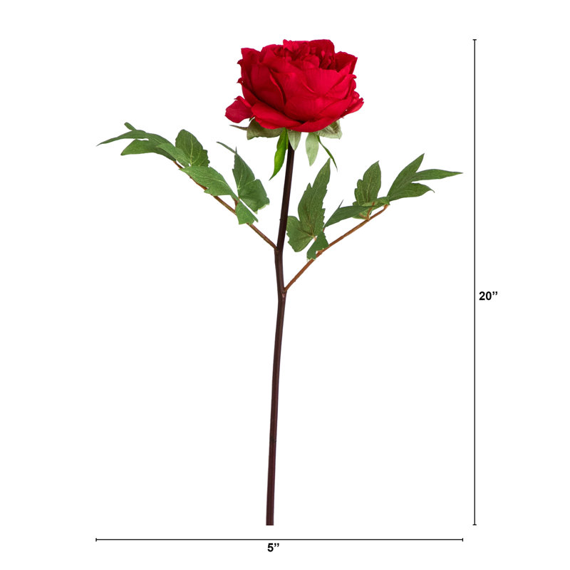 20 po Tiges de pivoines artificielles, ensemble de 3, Rouge