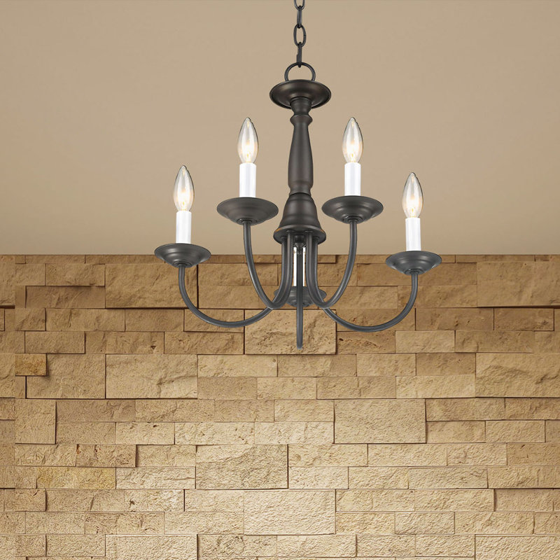 Lustre style chandelier 5 lumières Cloverfield, Bronze