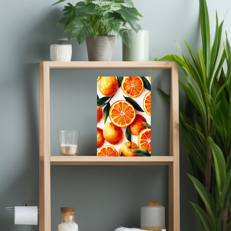 «Vibrant Oranges», art abstrait de fruits tropicaux, H 18 po x l 12 po
