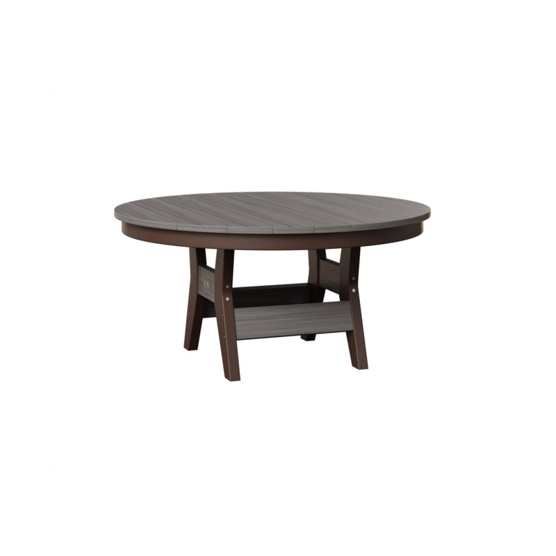 Harbor Outdoor Round Coffee Table, Driftwood Gray, Chocolate Brown
