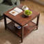 Table de bout en bois massif, table d'appoint carrée à 2 niveaux avec tablette de rangement, table de chevet en bois, petite table basse-131255546