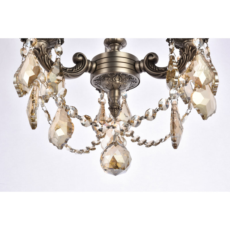 Downes 3 - Light Crystal Dimmable Chandelier, Golden Teak (Smoky) / Royal Cut