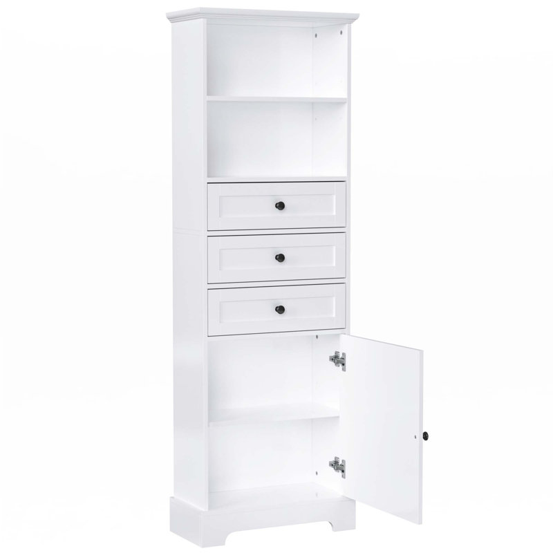 Grande armoire de rangement pour salle de bain avec tablette réglable, Blanc