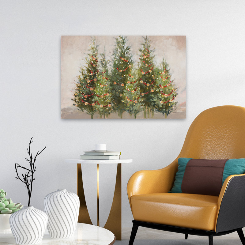 Beige et Noël, arbre à feuilles persistantes, art, H 16 po x l 24 po