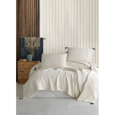 Élégant ensemble double piqué, 100% coton, couleur anthracite | Comprend 2 taies d'oreiller (19,7 po x 27,6 po) | Conception en jacquard, lavable à la machine | Doux et respirant, parfait pour une expérience de literie luxueuse