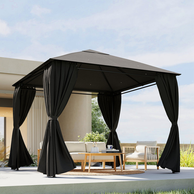 Outsunny Polyester Side Wall for Gazebo, Canopy, Dark Grey