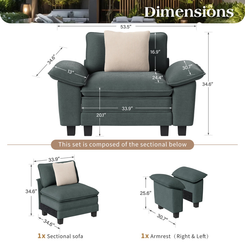 Upholstered Accent Chair, Green Chenille
