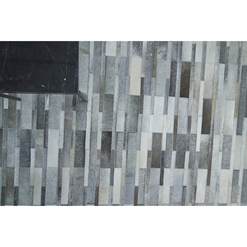 Natural Hide Cowhide Geometric Indoor Rug, Rectangle 9'6" x 13'6"