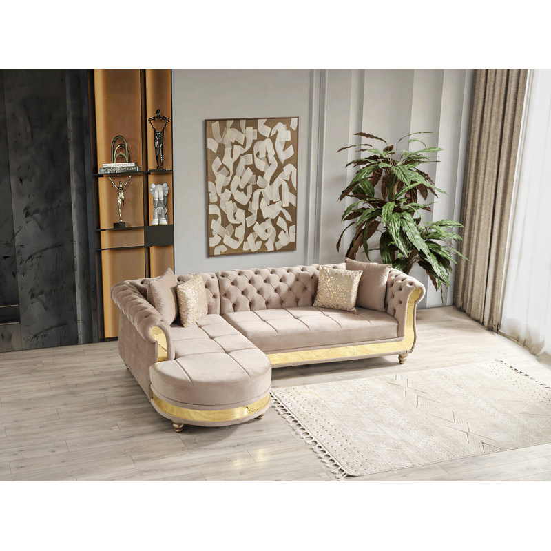 Canapé en velours de 108 po Dikshant, Velours taupe