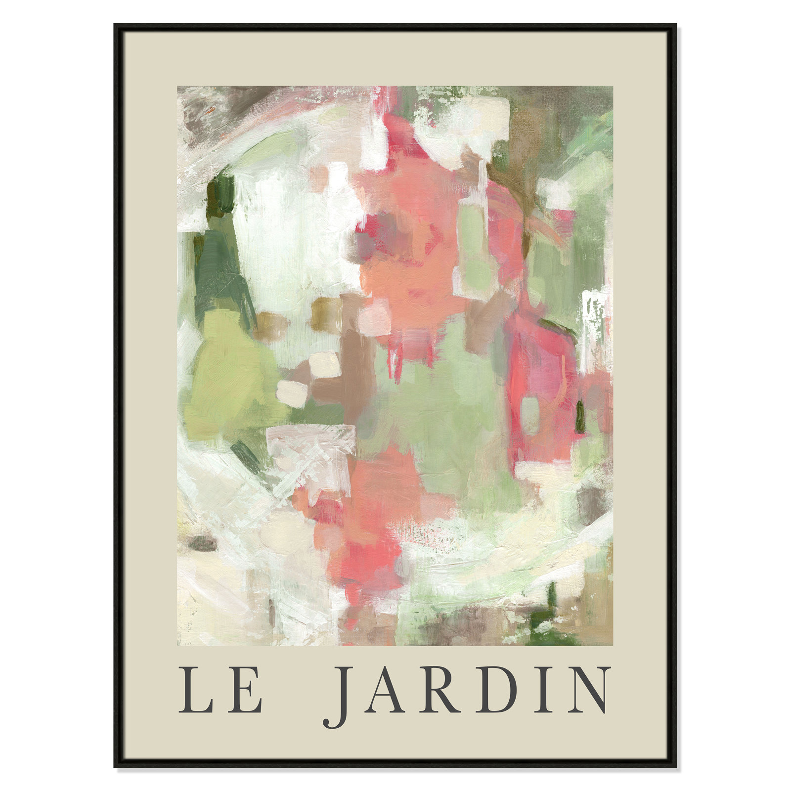 Botanical Poster Collection "Le Jardin" Print by Carol Robinson, Espresso Floater Frame, No, 49.5" H x 37.5" W x 2" D