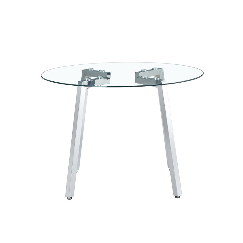 Table circulaire en verre trempé transparent de style moderne minimaliste (table seulement)