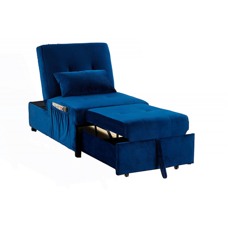 Méridienne à canapé-lit réglable, méridienne de salon convertible, Bleu
