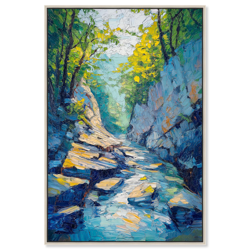 «Run Wild Gorge Canvas Monet Coastal» par Art Remedy, H 37 po x l 25 po, Cadre flottant argent