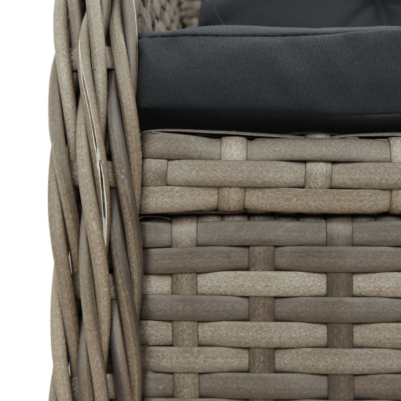  Ensemble de salle à manger de jardin avec accoudoirs réglables en rotin PE gris