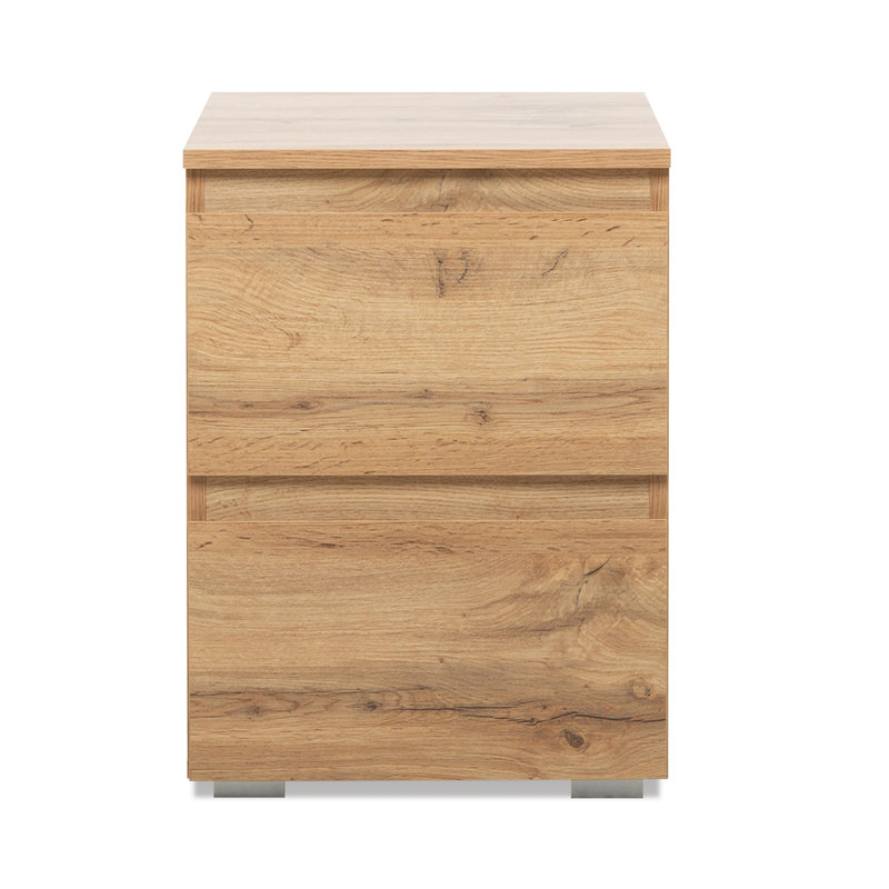 Acord 40cm W Manufactured Wood Bedside Table, Light brown