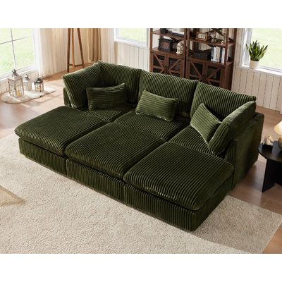 6 Seater Oversized Modular Sofa Extra Deep Cloud Corduroy Sectional Couch With Ottoman Chaise Fsc Certified
