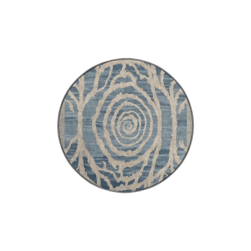 Machine Washable Gray Area Rug, Round 6'