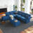 Ahren Velvet Reclining L-Shaped Sectional Reversible-1223230518