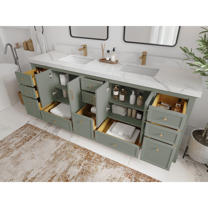 Ensemble de meuble-lavabo double 84 po Alys (option boutons)