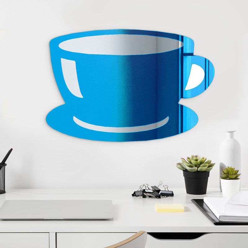 Décoration murale en forme de tasse à café Daziel, H 11 po x l 16 po x P 1 po, Bleu