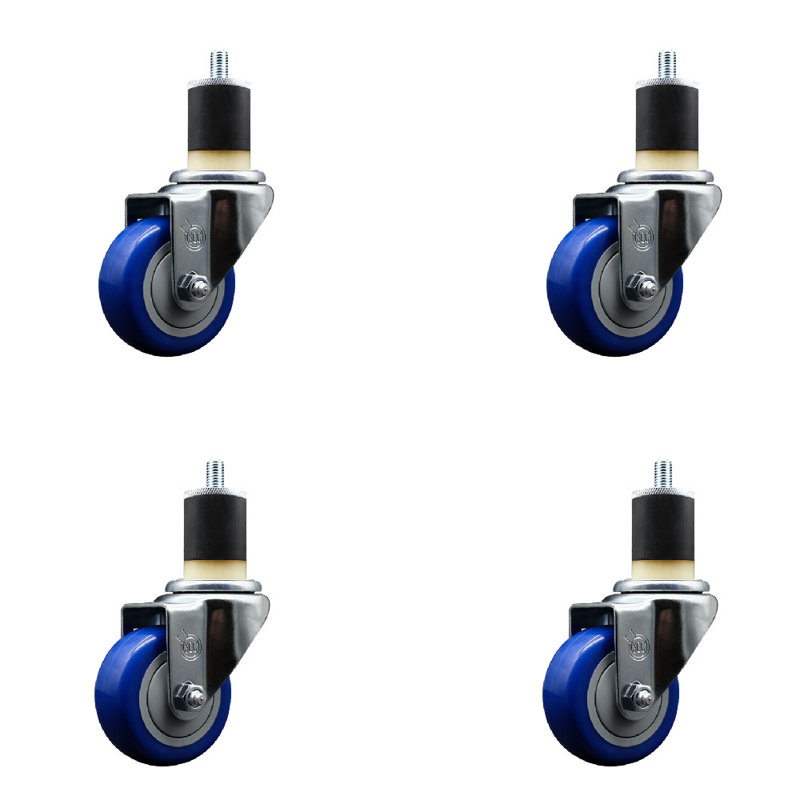Ensemble de roulettes extensibles pivotantes en polyuréthane de 3 pouces de 1 7/8 pouces SCC