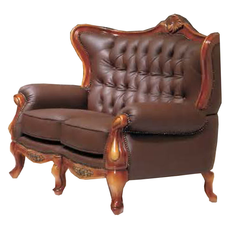 Causeuse à accoudoirs roulés en cuir véritable 60 po Akesha