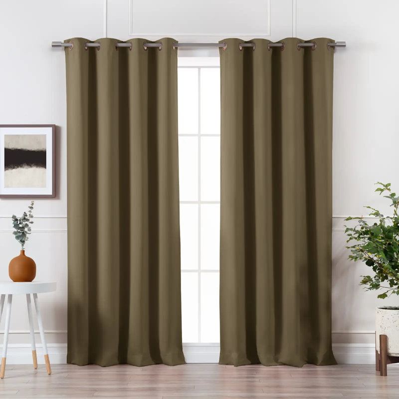 Adina Sevan Solid Thermal Grommet Curtain Panels, 52"W x 120"L, Olive