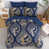 Gold/Navy Blue Damask