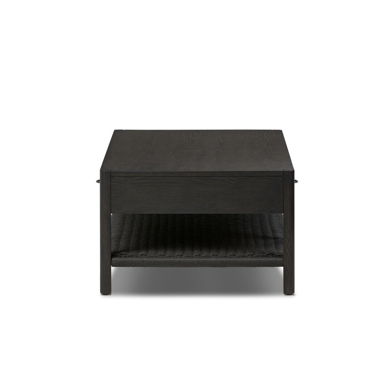 Zuma Solid Wood Coffee Table, Smoked Black Ash