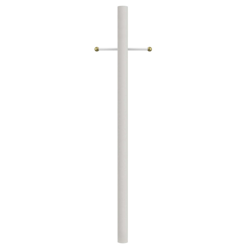 Solus 7, 8, or 10 ft. Direct Burial Hardwired Lamp Post with Decorative Cross Arm, White, 84" H x 3" W x 3" D