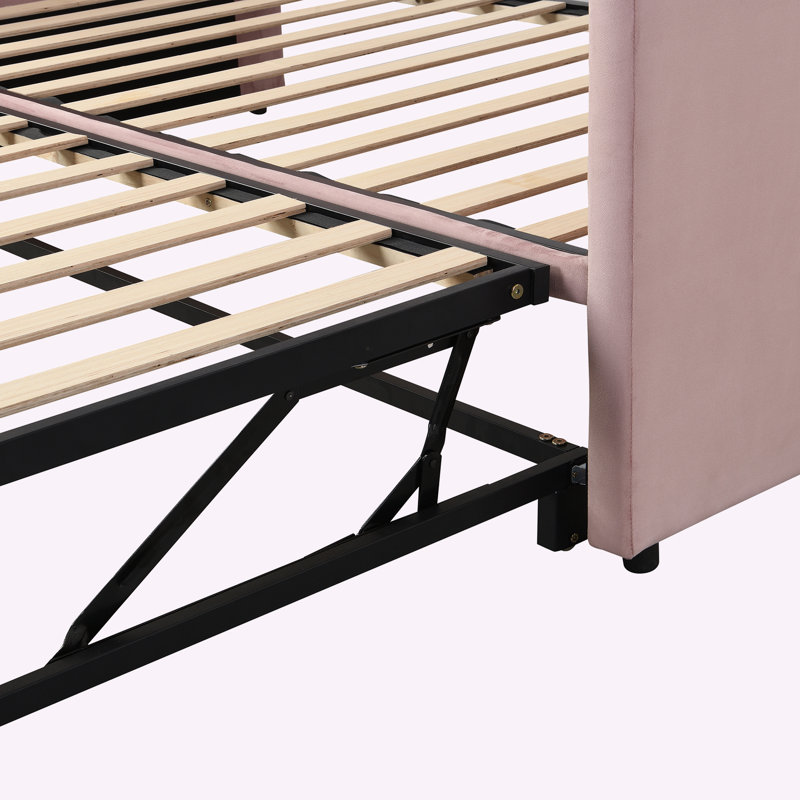 Upholstered Platform Bed, Pink