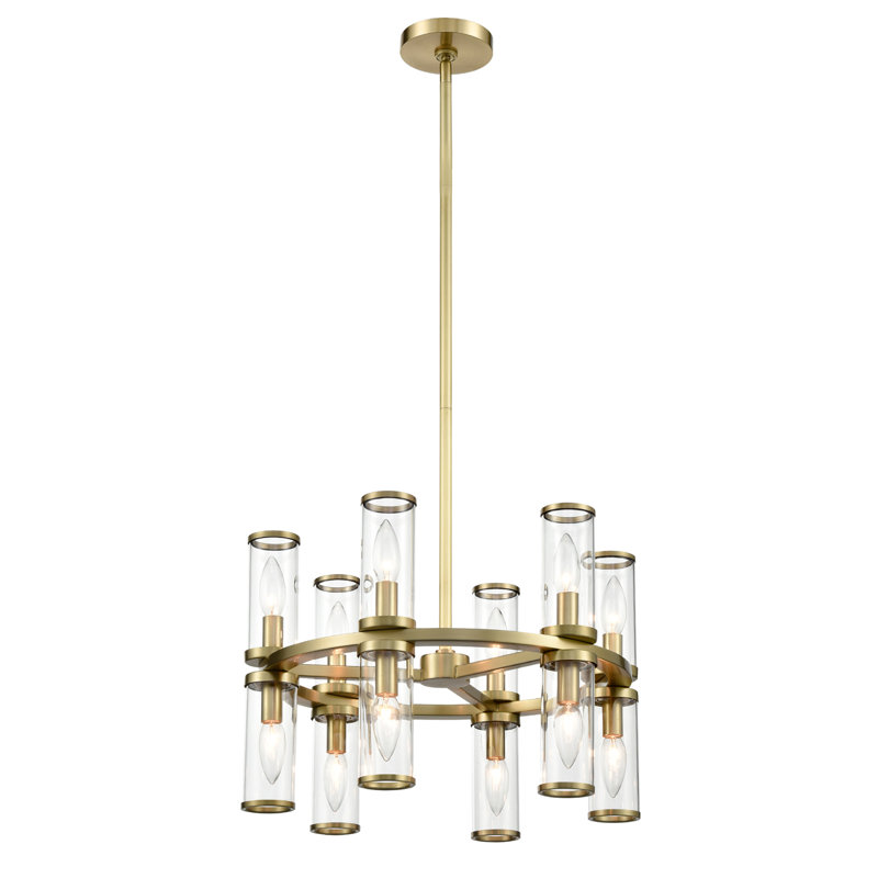 Revolve 12 - Light Chandelier, Natural Brass
