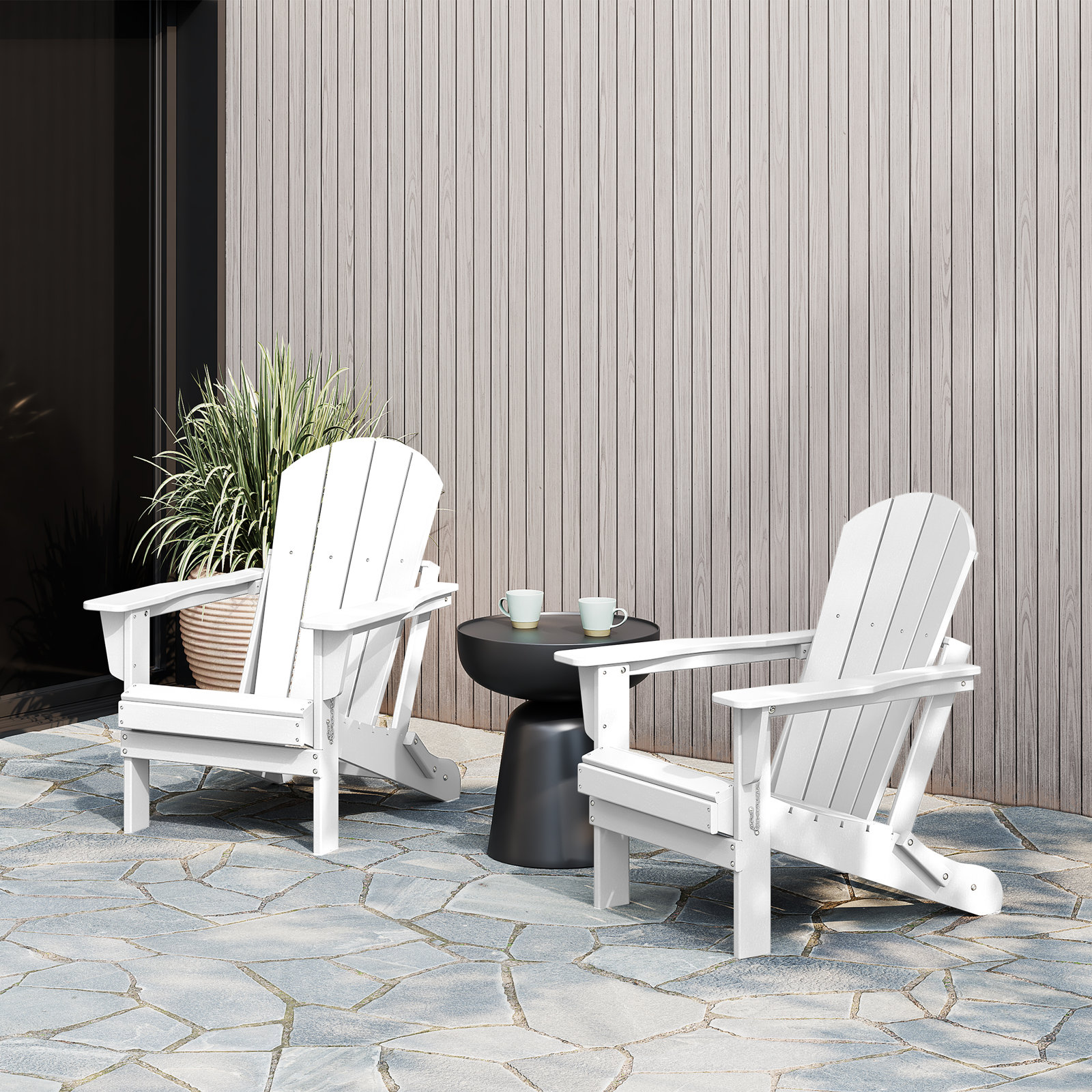 Laguna Foldable Outdoor Adirondack Set, White