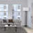 Floor Lamp, Matte Black, White Linen Shade, On/Off Socket Rotary Switch