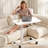 Adjustable Overbed Bedside Table With Lockable Wheels, Pneumatic Mobile Standing Laptop Desk, Small Standing Desk Portable Rolling Overbed Table Hospital Home Use-67679595-67679598