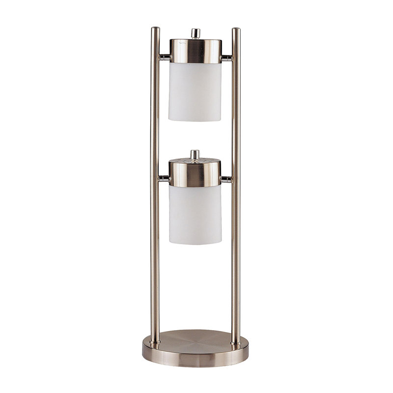 Munson 25-inch 2 Swivel Lights Bedside Table Lamp Silver